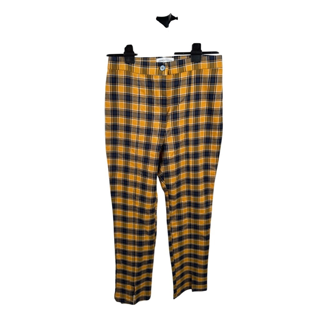 Urban Outfitters Yellow Plaid Straight Leg Pants Size 8 Navy Mustard Trouser